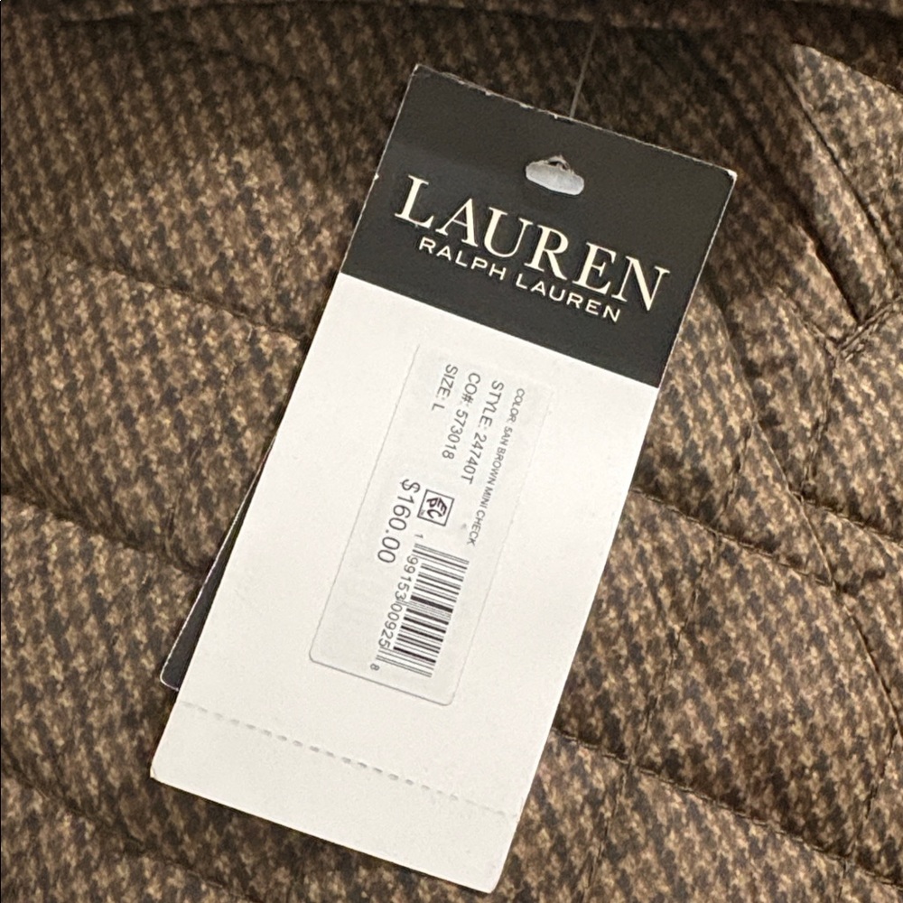 Lauren Ralph Lauren Quilted San Brown Mini Check Jacket NWT - Picture 6 of 15